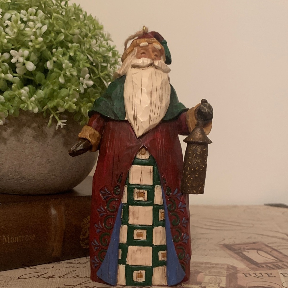 Jim Shore Santa Figurine with Lantern (Red,White,Green & Blue)